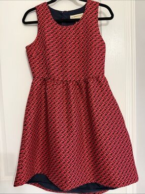 Pink Patterned Sleeveless Fit-and-Flare Dress